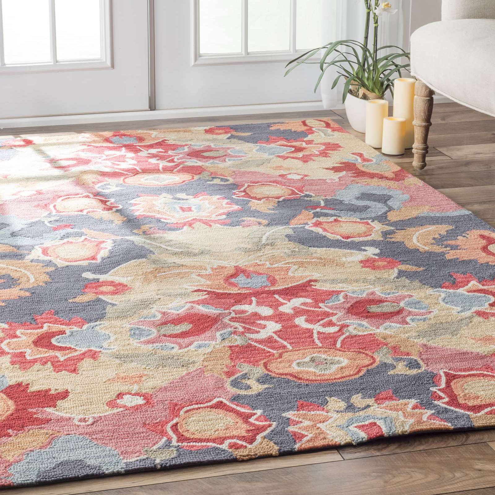 Jean Red & Blue Floral HandTufted Area Rug & Reviews Joss & Main